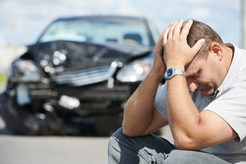 A frustrated man had car accident